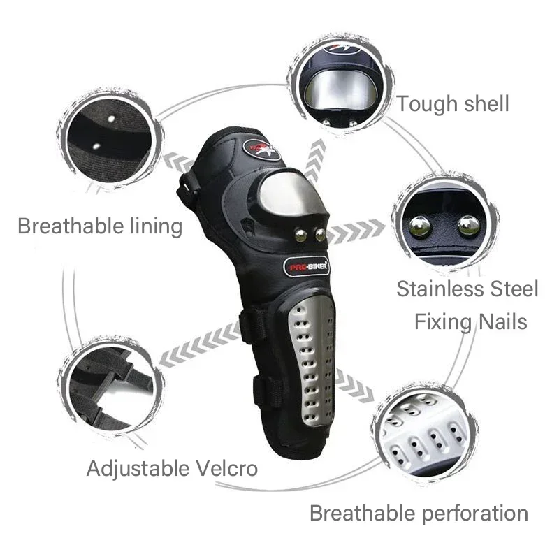 Motorcycle Gear Full Set - Durable Stainless Steel Motorcycle Knee Elbow