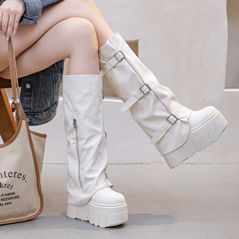 14cm Heel Knee High Boots Plat - Riding Boot Short ulasan dan harga
