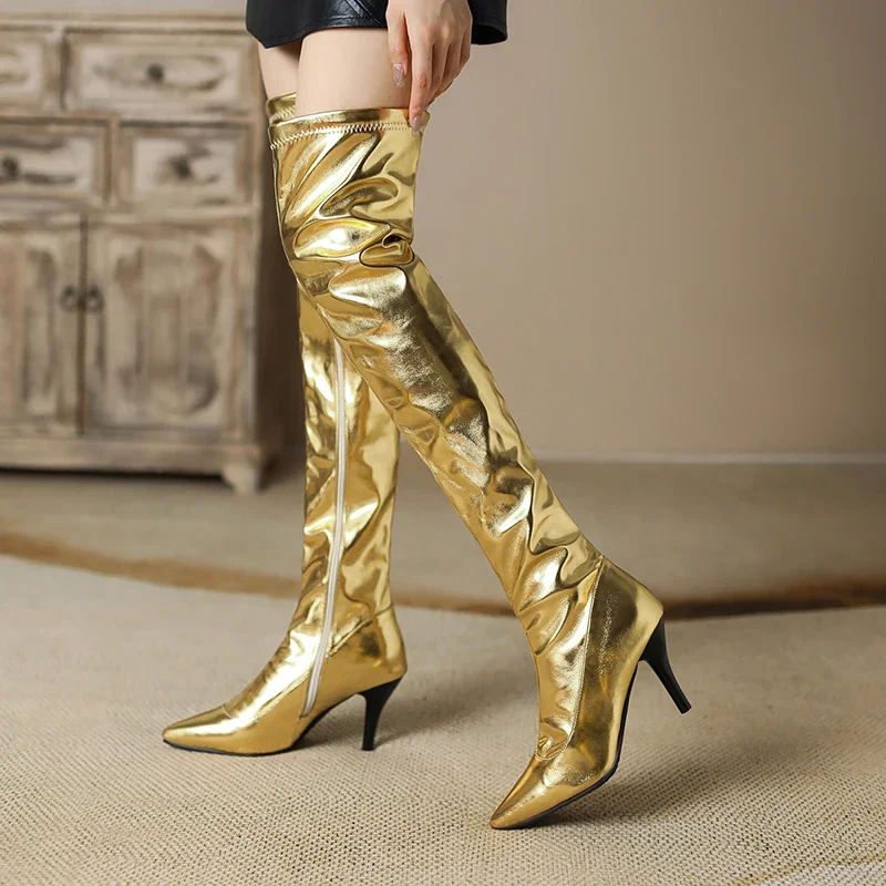 Women Thigh High Boots Silver  - Riding Boot Short ulasan dan harga