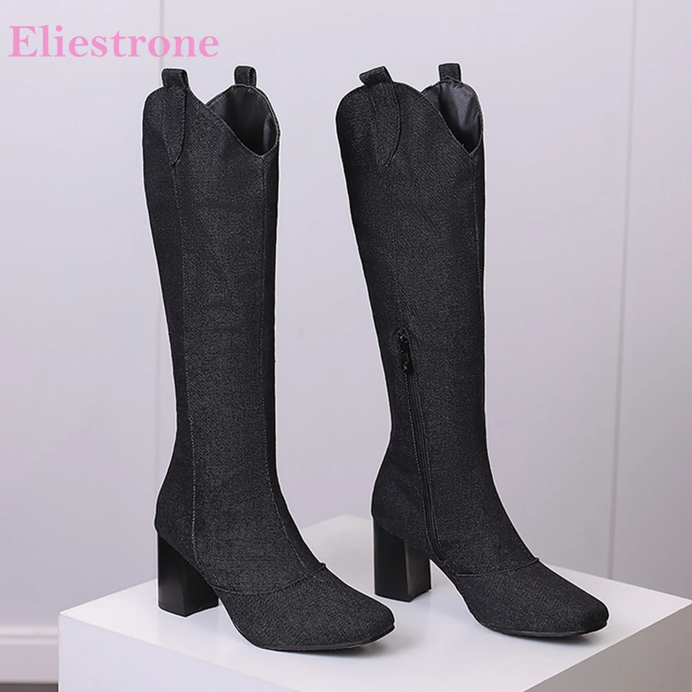 New Winter Black Blue Women Kn - Riding Boot Short ulasan dan harga