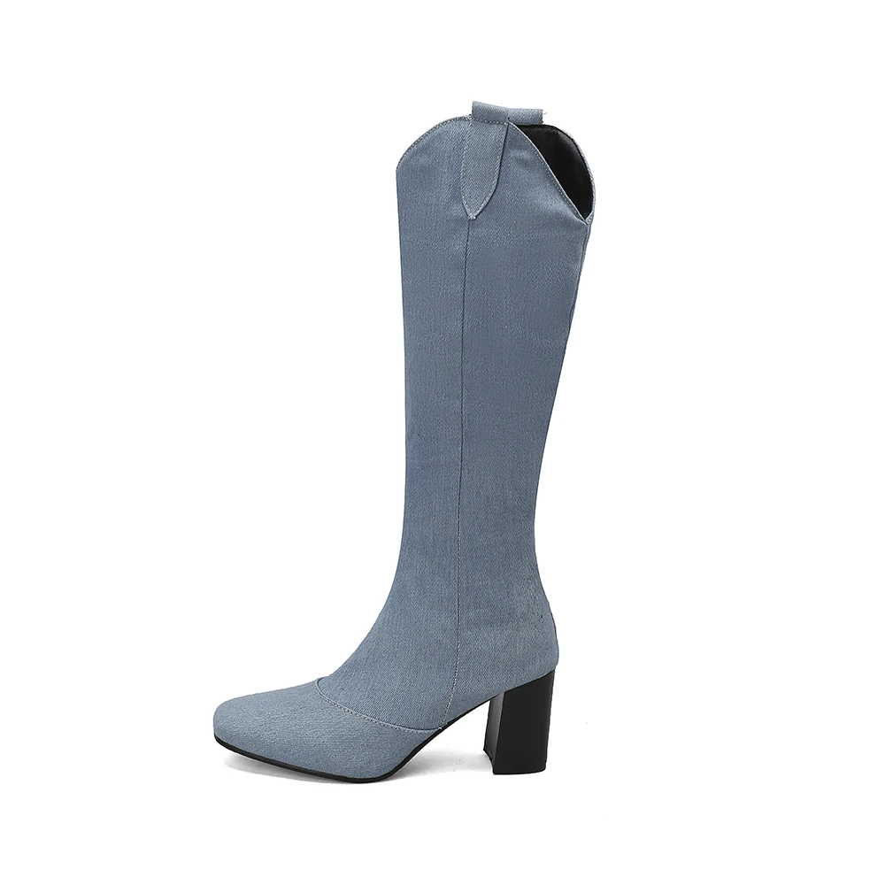 New Winter Black Blue Women Kn - Riding Boot Short ulasan dan harga