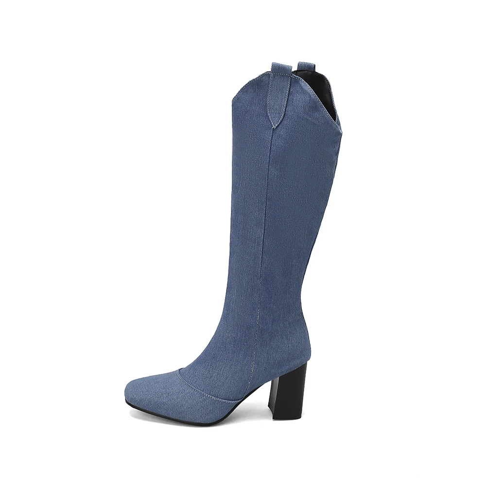 New Winter Black Blue Women Kn - Riding Boot Short ulasan dan harga