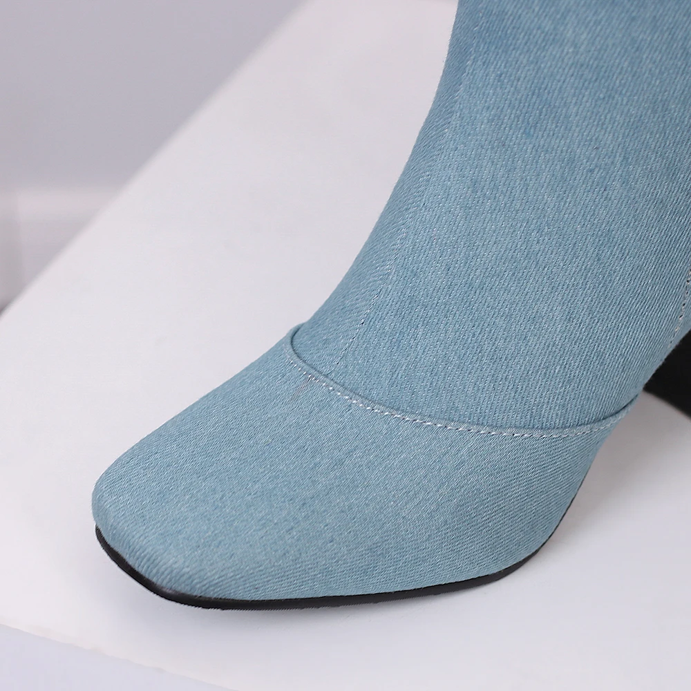 New Winter Black Blue Women Kn - Riding Boot Short ulasan dan harga