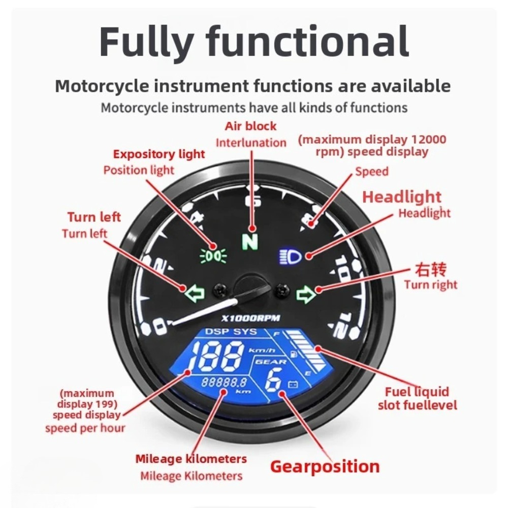 Universal Motorcycle Meter Spe - Motorcycle Gear Yamaha ulasan dan harga